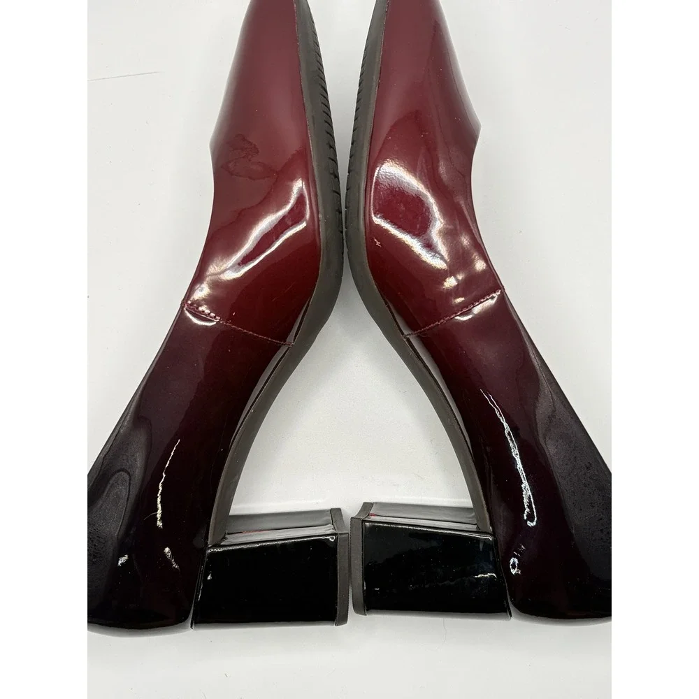 Rockport Total Motion Ombre Patent Leather Block Heel Pumps Burgundy Black 7.5